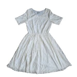 Mikarose Yellowberry Cream White Lace Floral Dress Women Sz M